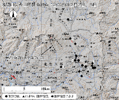 2月2日と5日の調査位置図